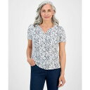 スタイルアンドコー レディース カットソー トップス Petite Short-Sleeve Knit Henley, Exclusively at Macy'...