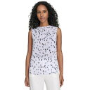 カルバンクライン レディース カットソー トップス Women's Printed Sleeveless Blouse White Multi