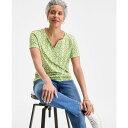 スタイルアンドコー レディース カットソー トップス Women's Printed Short-Sleeve Henley T-Shirt, Exclusiv...