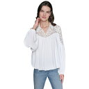 カールラガーフェルド レディース カットソー トップス KARL LARGERFELD PARIS Women's Lace-Trimmed Tie-Neck ...