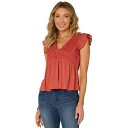 デモクラシー レディース カットソー トップス Petite Embroidered Cotton Flutter-Sleeve Top Cashmere Ro...