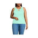 ランズエンド レディース カットソー トップス Plus Size Supima Keyhole Tank Frosted mint