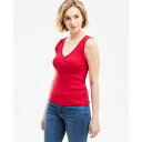 トミー ヒルフィガー レディース カットソー トップス Women's Crochet-Trim Sweater Tank Top Medium Red