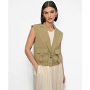ダナ キャラン ニューヨーク レディース カットソー トップス Women's Twill Notched Collar Cargo Vest Pale Mos...