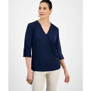 ジェイエムコレクション レディース カットソー トップス Women's Solid Faux-Wrap Top, Exclusively at Macy's ...