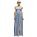 アフターシックス レディース ワンピース トップス Women's Shaped Strap Portrait Neckline Fluid Satin Maxi Dress with Full Skirt Cloudy