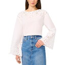 ワンステイト レディース カットソー トップス Women's Cotton Eyelet Bell-Sleeve Blouse Ultra White