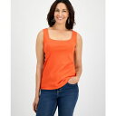 スタイルアンドコー レディース カットソー トップス Women's Cotton Square-Neck Tank Top, Created for Macy...