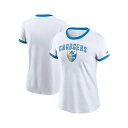 ナイキ レディース カットソー トップス Women's White Los Angeles Chargers Rewind Ringer Tri-Blend ...
