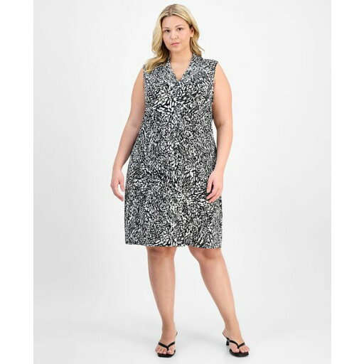 ジェイエムコレクション レディース ワンピース トップス Plus Size Printed Sleeveless Dress, Exclusively at Macy's Deep Black Combo ジェイエムコレクション レディース ワンピース トップス Plus Size Printed Sleeveless Dress, Exclusively at Macy's Deep Black Combo