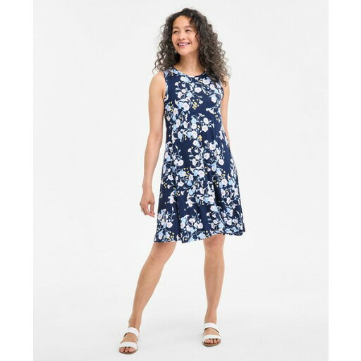 スタイルアンドコー レディース ワンピース トップス Women's Printed Sleeveless Flip-Flop Dress, Exclusively at Macy's Glories Indigo Blue スタイルアンドコー レディース ワンピース トップス Women's Printed Sleeveless Flip-Flop Dress, Exclusively at Macy's Glories Indigo Blue