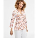 ジェイエムコレクション レディース カットソー トップス Women's Printed Collared 3/4-Sleeve Top, Exclusivel...