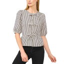 セセ レディース カットソー トップス Women's Striped Puff-Sleeve Bow-Front Peplum Blouse Classic ...