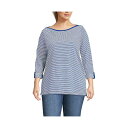 ランズエンド レディース カットソー トップス Plus Size Supima Cotton Adjustable 3/4 Sleeve Boatneck T...