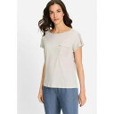 オルセン レディース カットソー トップス Women's T-Shirt with Linen Patchwork Light stone