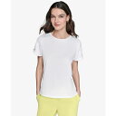カールラガーフェルド レディース カットソー トップス Women's Crewneck Tulip-Sleeve Blouse Soft White