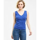 トミー ヒルフィガー レディース カットソー トップス Women's Crochet-Trim Sweater Tank Top Blue