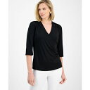 ジェイエムコレクション レディース カットソー トップス Women's Solid Faux-Wrap Top, Exclusively at Macy's ...
