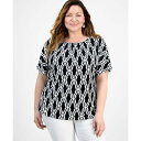 ジェイエムコレクション レディース カットソー トップス Plus Size Printed Shirred Tee, Exclusively at Macy'...