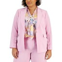 タハリエーエスエル レディース ジャケット&ブルゾン アウター Plus Size Peak-Lapel Button-Sleeve Blazer Pink Macaroon
