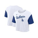 ナイキ レディース カットソー トップス Women's White/Royal Los Angeles Dodgers Script Cropped Perf...