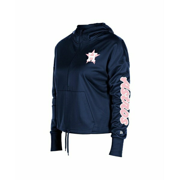 ニューエラ レディース カットソー トップス Women's Navy Houston Astros Half-Zip Hoodie Navy