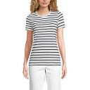 ランズエンド レディース カットソー トップス Women's Relaxed Supima Cotton Crew Neck T-Shirt Navy/whi...