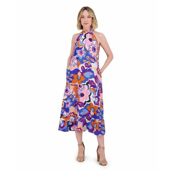 エリザジェイ レディース ワンピース トップス Women's Printed Halter Midi Dress Multi