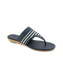 エアロソールズ レディース サンダル シューズ Women's Gesa Round Toe Thong Sandals Eggnog/Navy Stripe Textured Fabric