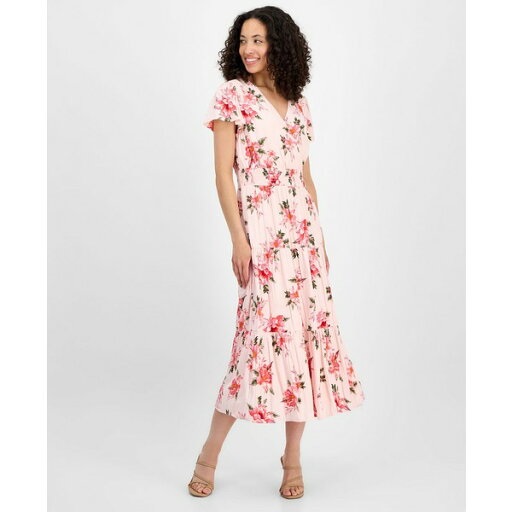 ティンセル レディース ワンピース トップス Petite Print Short-Sleeve Maxi Dress Light Pink ティンセル レディース ワンピース トップス Petite Print Short-Sleeve Maxi Dress Light Pink
