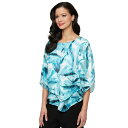 アレックスイブニングス レディース カットソー トップス Women's Printed Chiffon Burnout Blouse Aqua Multi