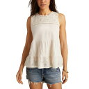 ラッキーブランド レディース カットソー トップス Women's Cotton Embroidered Tiered Tank Top Whisper Whi...
