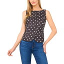 セセ レディース カットソー トップス Women's Boat-Neck Button-Down Polka Dot Top Rich Black