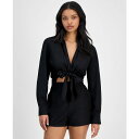 バースリー レディース カットソー トップス Women's Collared Tie-Hem Blouse, Exclusively at Macy's De...
