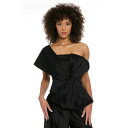 ミューズ レディース カットソー トップス Women's One-Shoulder Asymmetric-Bow Top Black