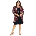 アールアンドエムリチャーズ レディース ワンピース トップス Plus Size Neck-Sheath Dress & Chiffon Jacket Navy Wine
