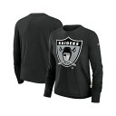 ナイキ レディース カットソー トップス Women's Black Las Vegas Raiders Large Logo Cropped Long Sle...