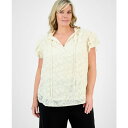 アンクライン レディース カットソー トップス Plus Size Ruffle-Trim Tie-Neck Blouse Lt Parchment