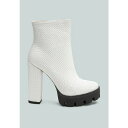 ロンンドンラグ レディース ブーツ シューズ Moleski Textured Block Heeled Boots White