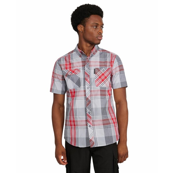    ȥåץ Men's Construct Short Sleeve Woven Shirt True red