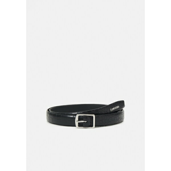 カルバンクライン レディース ベルト アクセサリー SLIM BUCKLE BELT CROCO - Belt - black