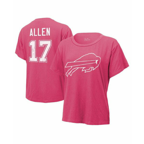 マジェスティック レディース カットソー トップス Women's Threads Josh Allen Pink Distressed Buffa..