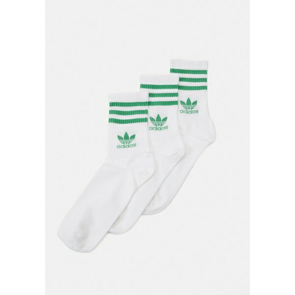 アディダスオリジナルス レディース 靴下 アンダーウェア CREW UNISEX 3 PACK - Socks - white/preloved green