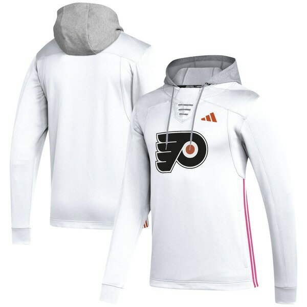 アディダス アディダス メンズ パーカー・スウェットシャツ アウター Philadelphia Flyers adidas Refresh Skate Lace AEROREADY Pullover Hoodie White