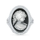 ブリング レディース リング アクセサリー Classic Antique Victorian Style Women Portrait Black White...