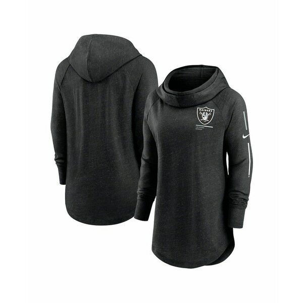 ナイキ レディース カットソー トップス Women's Black Las Vegas Raiders Minimal Statement Raglan Funnel Neck Pullover Hoodie Black