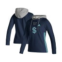 アディダス レディース カットソー トップス Women's Deep Sea Blue Seattle Kraken Skate Lace AEROREADY Pullover Hoodie Deep Sea Blue
