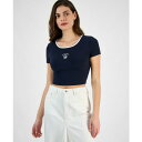 ゲス レディース カットソー トップス Women's Marigold Ribbed Tennis Cropped Tee DARING OCEAN(4)
