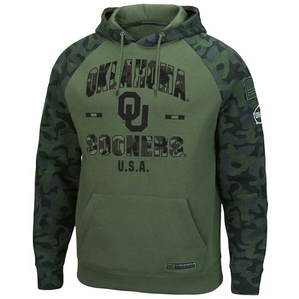 コロシアム メンズ パーカー・スウェットシャツ アウター Men's Olive, Camo Oklahoma Sooners OHT Military-Inspired Appreciation Raglan Pullover Hoodie Olive, Camo