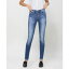 フライングモンキー レディース デニムパンツ ボトムス Women's High Rise Button Up Distressed Hem Ankle Skinny Jeans Medium Blue
